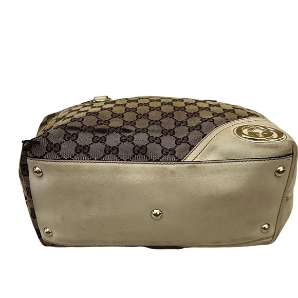 Authentic Gucci Shoulder Bag Brown Canvas Used GG Handbag Vintage​​ - Picture 6 of 14